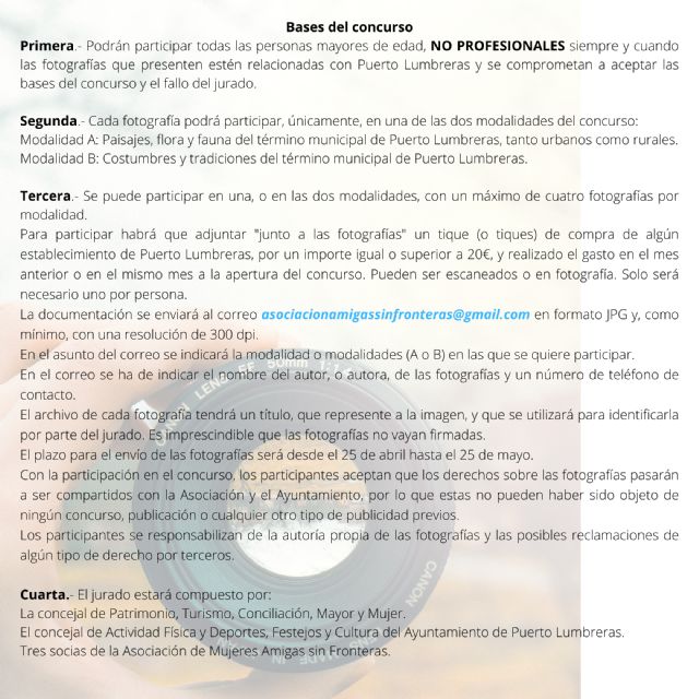 La Asociación Amigas sin Fronteras pone en marcha el primer Concurso de Fotografía Puerto Lumbreras y su entorno - 3, Foto 3