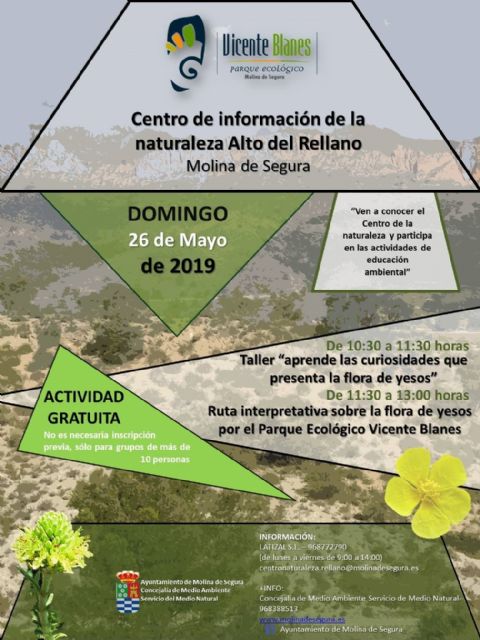 El Centro de Información de la Naturaleza Alto del Rellano - Parque Ecológico Vicente Blanes de Molina de Segura dará a conocer la flora de yesos el domingo 26 de mayo - 1, Foto 1