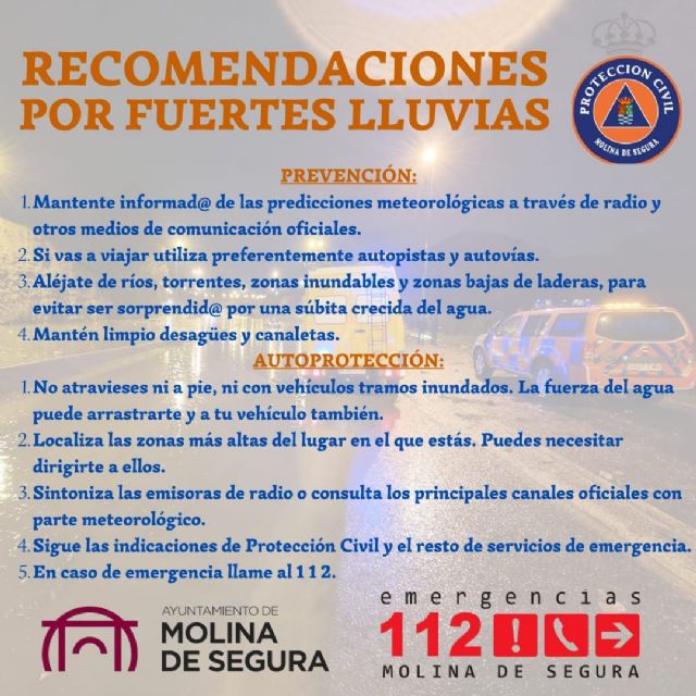 El Ayuntamiento de Molina de Segura declara la situación de preemergencia ante la previsión de lluvias torrenciales el martes 23 de mayo y suspende el mercado semanal del Barrio del Carmen - 1, Foto 1