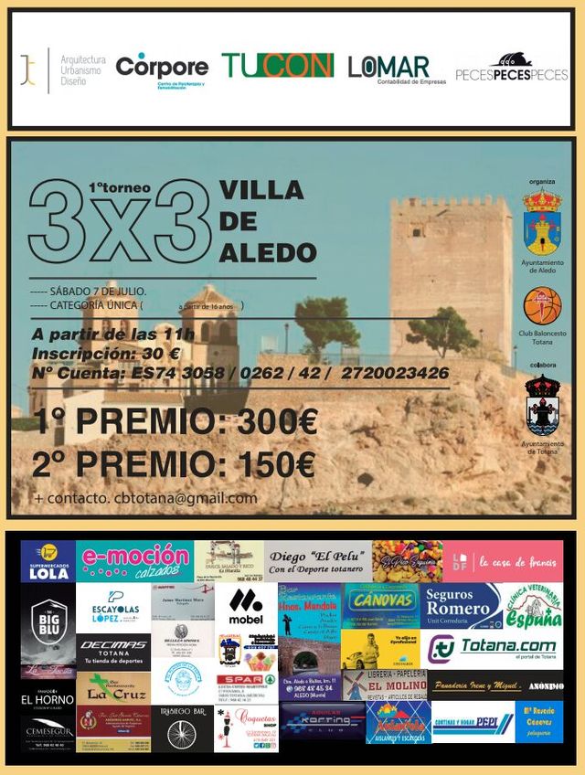 El I 3x3 Villa de Aledo tendrá lugar el próximo el sábado 7 de julio en la Plaza del Castillo - 1, Foto 1