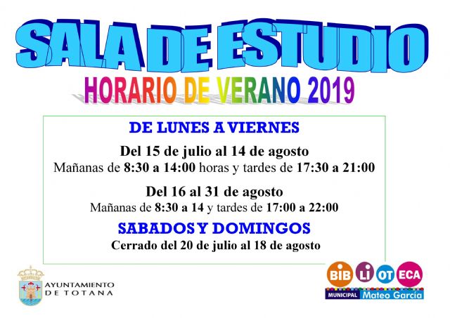 The Municipal Library "Mateo García" sets the new summer time from Monday, June 24, from 8:30 a.m. to 2:00 p.m., Foto 3