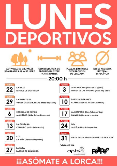 Los ´Lunes Deportivos´ acercarán la actividad física y el deporte a los barrios y pedanías de Lorca durante este verano - 2, Foto 2