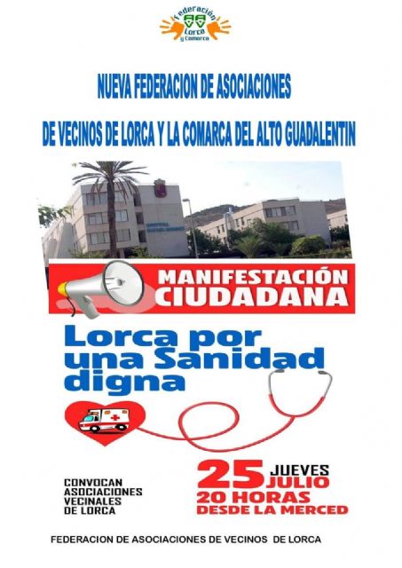La Federación de Asociaciones de Vecinos organiza una manifestación por la calles de Lorca por Una Sanidad Digna - 2, Foto 2