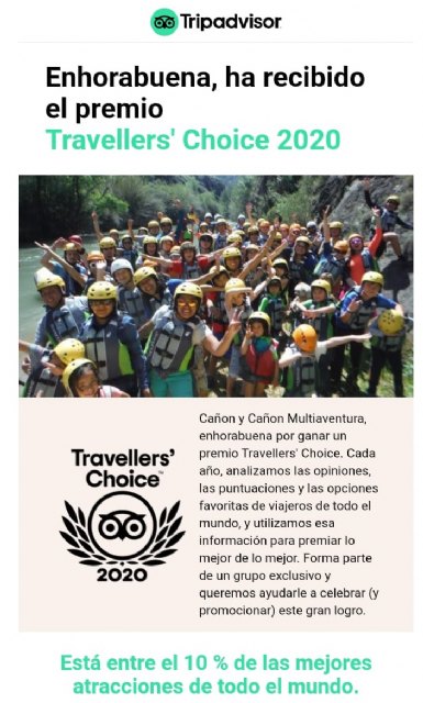 Cañón y Cañón Multiaventura, empresa de Turismo Activo de Calasparra, consigue el Travellers’ Choice de TripAvisor 2020 - 4, Foto 4