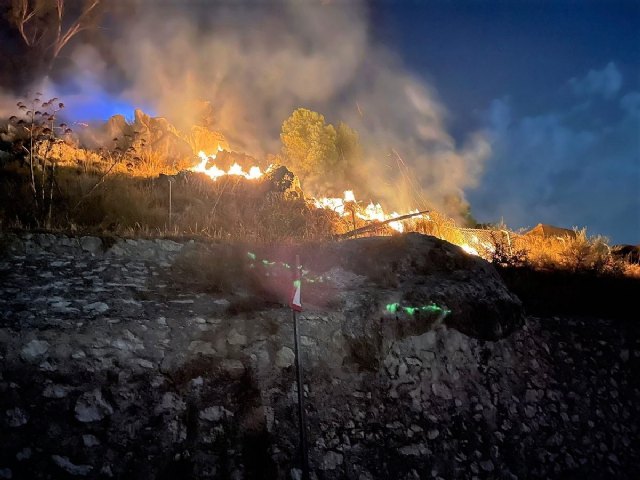 Incendio de cañas y matorral en la subida al castillo de Mula - 1, Foto 1
