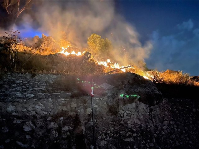 Incendio de cañas y matorral en la subida al castillo de Mula - 1, Foto 1