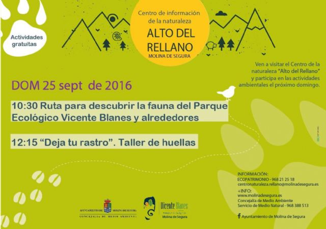 El Centro de Información de la Naturaleza Alto del Rellano de Molina de Segura invita a descubrir la fauna del Parque Ecológico Vicente Blanes el domingo 25 de septiembre - 1, Foto 1