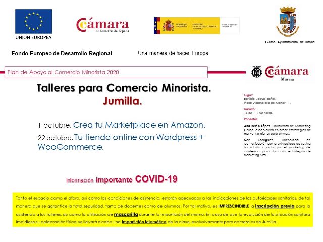 Ayuntamiento y Cámara de Comercio programan dos talleres online destinados al comercio minorista - 1, Foto 1