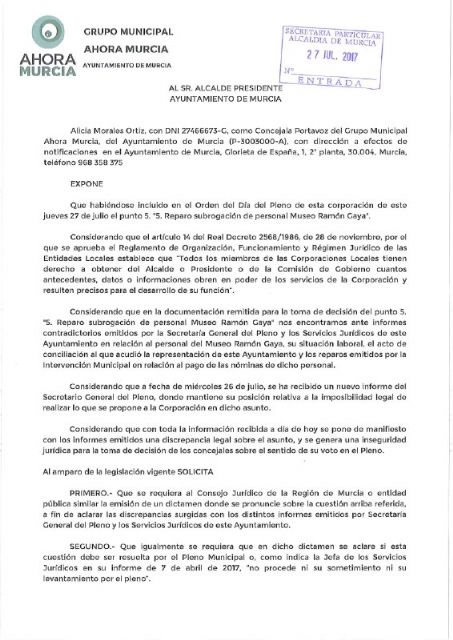 Ahora Murcia muestra su estupor porque una propuesta suya de hace 4 meses la lleve ahora Pacheco al patronato del museo Gaya - 1, Foto 1