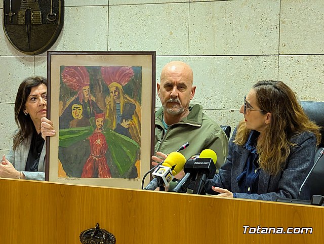 Descendientes de Juan Mariano Areu Crespo donan la monocopia Carnaval al Archivo Municipal de Totana, impulsando la recuperación del artista totanero, Foto 1