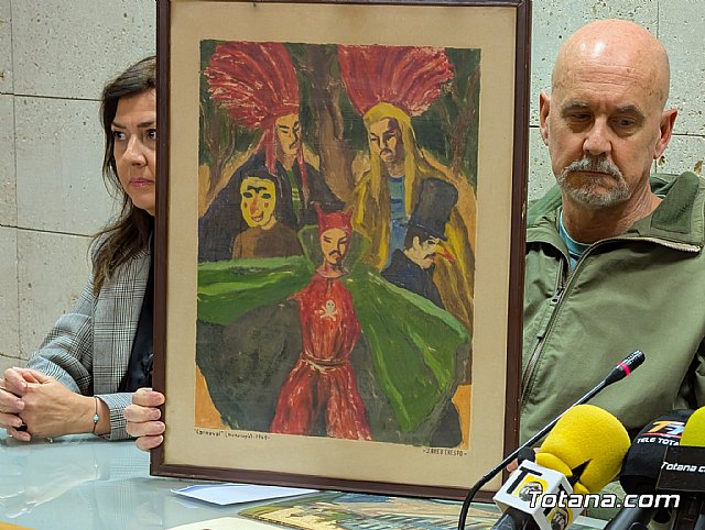 Descendientes de Juan Mariano Areu Crespo donan la monocopia Carnaval al Archivo Municipal de Totana, impulsando la recuperación del artista totanero, Foto 2