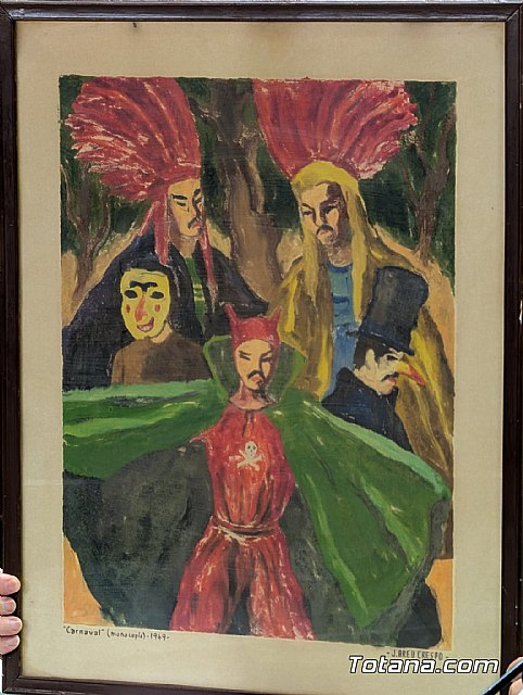 Descendientes de Juan Mariano Areu Crespo donan la monocopia Carnaval al Archivo Municipal de Totana, impulsando la recuperación del artista totanero, Foto 4