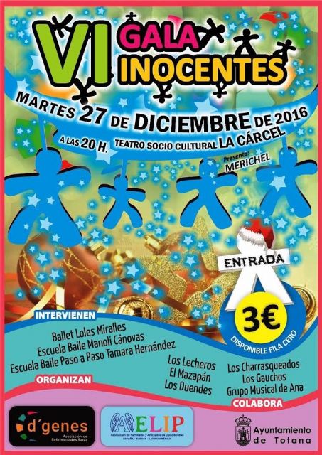 El próximo 27 de diciembre se celebrará la VI Gala Inocentes organizada por D´Genes y AELIP - 1, Foto 1