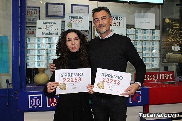 El 22.253, el último quinto premio de la Lotería de Navidad, repartido en 12 administraciones de la Región - 1, Foto 1
