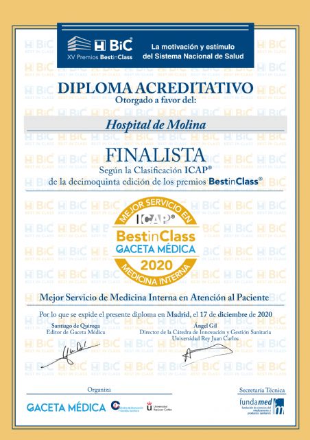 El Servicio de Medicina Interna del Hospital de Molina, entre los mejores de España - 1, Foto 1