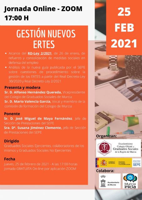 ´Murcia Inicia´ amplía el programa de asesoramiento gratuito con una jornada online sobre Gestión de nuevos ERTES - 1, Foto 1