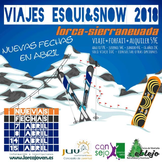 La Concejalía de Juventud programa nuevos viajes a la nieve durante el mes de abril para que los jóvenes lorquinos puedan practicar esquí y snow a precios muy reducidos - 1, Foto 1