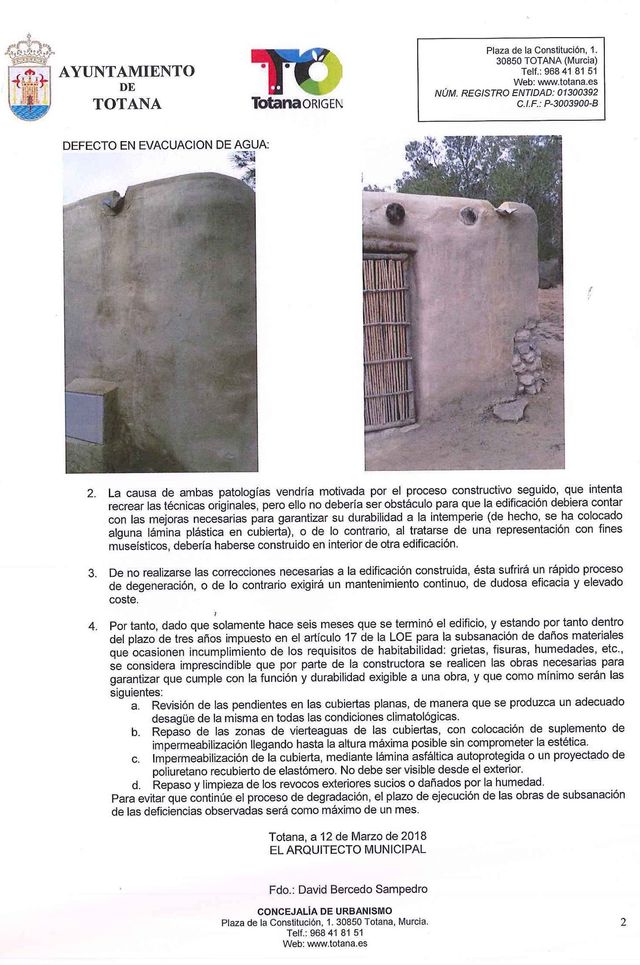 El concejal de Yacimientos Arqueológicos hace público el informe del arquitecto municipal sobre las deficiencias en la casa argárica - 2, Foto 2