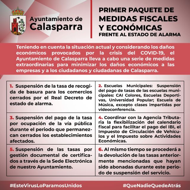 El Ayuntamiento de Calasparra pone en marcha un primer paquete de medidas fiscales y económicas ante la grave situación de estado de alarma - 1, Foto 1