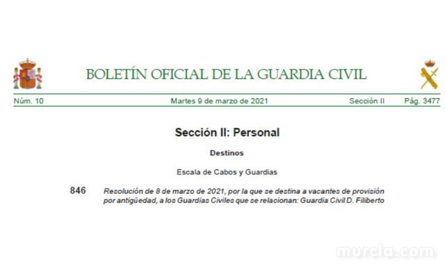 AUGC denuncia irrisoria la incorporación de nuevos guardias civiles en la Región - 1, Foto 1