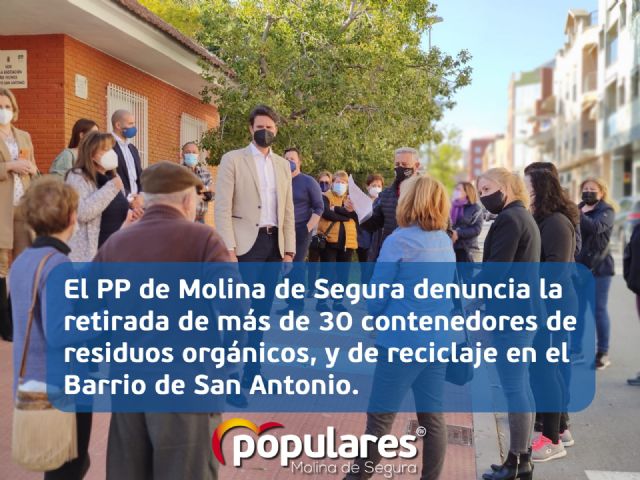 El PP de Molina de Segura denuncia la retirada de más de 30 contenedores de residuos orgánicos, y de reciclaje en el Barrio de San Antonio - 1, Foto 1