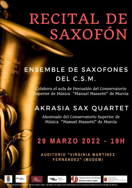 El Conservatorio Profesional de Música Maestro Jaime López de Molina de Segura organiza un recital de saxofón el martes 29 de marzo - 1, Foto 1