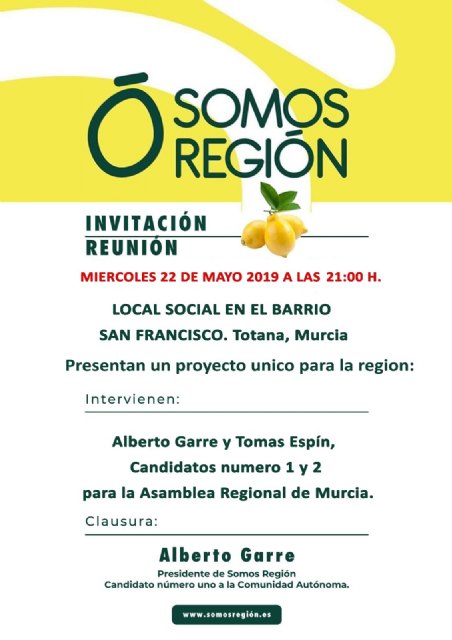 Somos Región visitó Totana para presentar el mejor proyecto Autonómico de la Región de Murcia, Foto 2