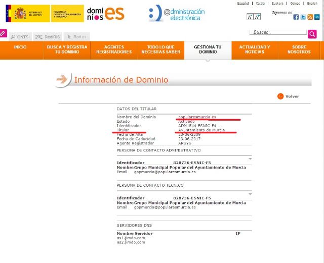 Ciudadanos exige al PP de Ballesta que aclare si está pagando con dinero público la web de su partido popularesmurcia.es - 1, Foto 1