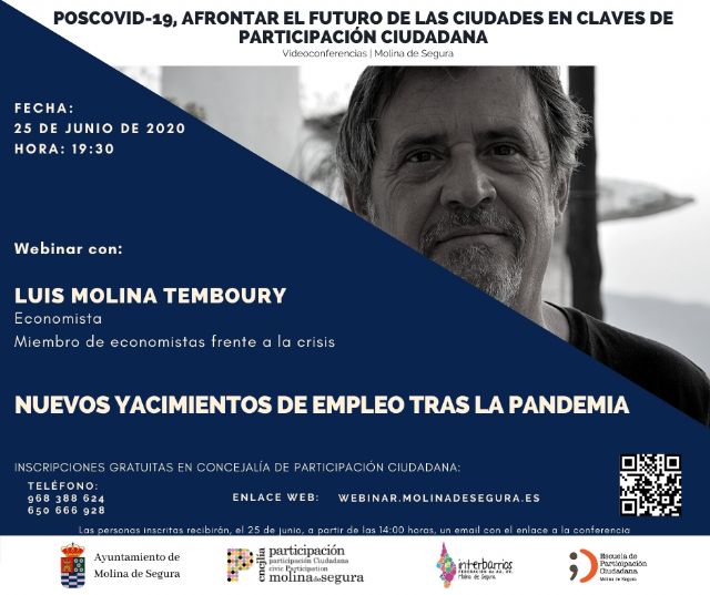 Luis Molina Temboury cierra las Jornadas de videoconferencias Poscovid-19, afrontar el futuro de las ciudades en claves de Participación Ciudadana en Molina de Segura el jueves 25 de junio - 1, Foto 1