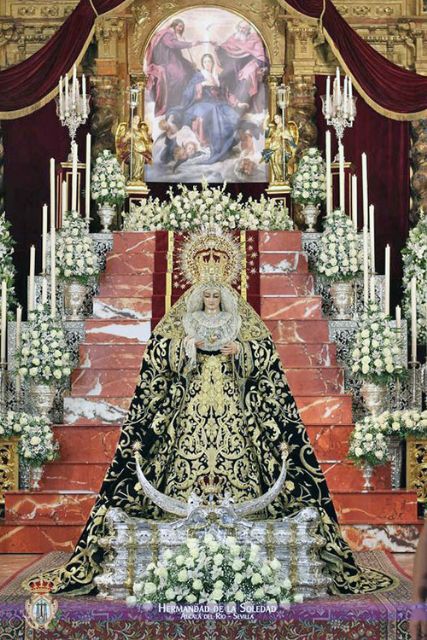 La Virgen de los Dolores preside el acto de Veneración en el Presbiterio de la Parroquia de Alcalá del Río - 5, Foto 5