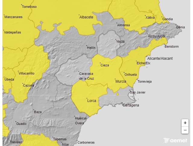 Meteorología mantiene su aviso de nivel amarillo por altas temperaturas mañana en la Vega del Segura, Valle del Guadalentín, Lorca y Águilas - 1, Foto 1