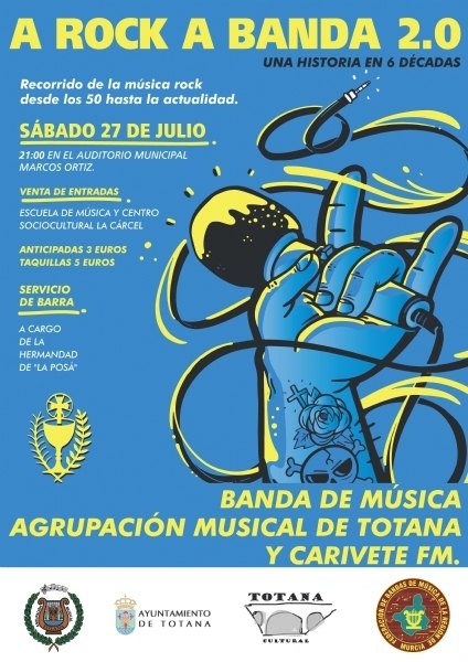 La Agrupación Musical de Totana y Carivete FM protagonizan este sábado el concierto “A rock a banda 2.0”