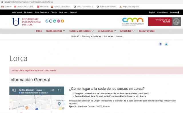 IU-Verdes Lorca denuncia que Lorca se queda fuera de los cursos de la Universidad Internacional del Mar - 1, Foto 1