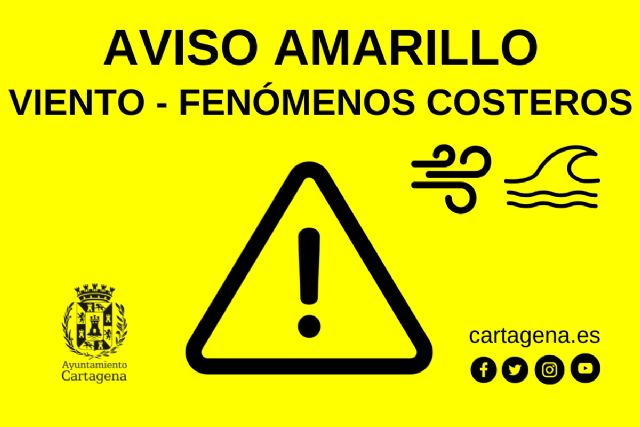 Aviso amarillo por fenómenos costeros y viento este jueves en el litoral de Cartagena - 1, Foto 1