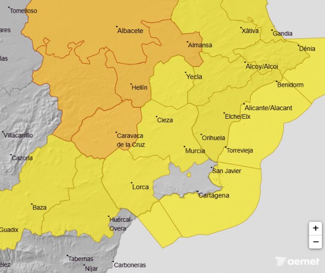 Fenómenos adversos de nivel naranja por lluvias y tormentas en la Región de Murcia para mañana - 1, Foto 1