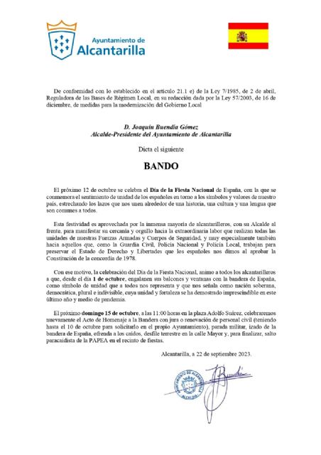 El alcalde dicta un Bando para que los vecinos engalanen sus balcones con la bandera de España - 1, Foto 1