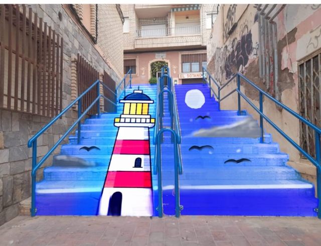 Vota para poder elegir qué diseño pintar en las escaleras del paseo marítimo de Puerto de Mazarrón, Foto 1