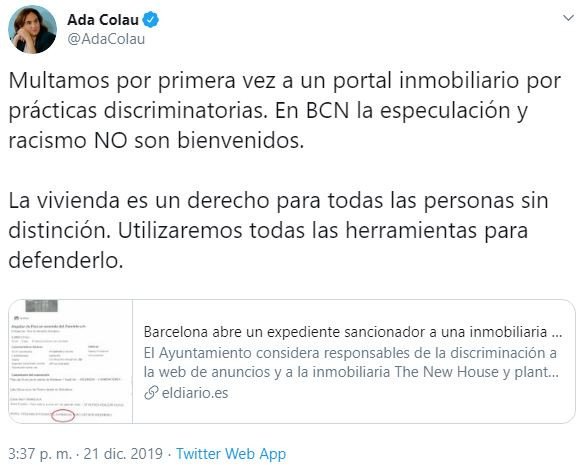 idealista rechaza las acusaciones de discriminación y racismo del Ayuntamiento de Barcelona - 1, Foto 1