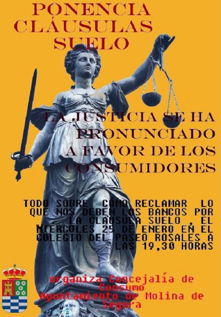 La Concejalía de Consumo de Molina de Segura organiza una charla informativa sobre las cláusulas suelo en las hipotecas el miércoles 25 de enero - 1, Foto 1