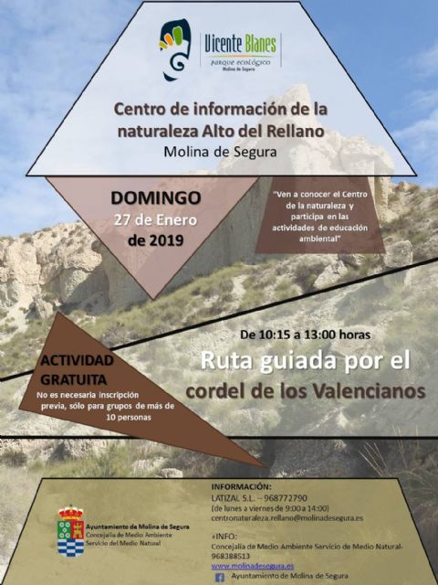 El Centro de Información de la Naturaleza Alto del Rellano de Molina de Segura organiza una ruta guiada para conocer el Cordel de los Valencianos el domingo 27 de enero - 1, Foto 1