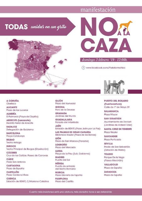 Manifestaciones “No a la caza” en 35 ciudades españolas y 7 de otros países europeos - 1, Foto 1