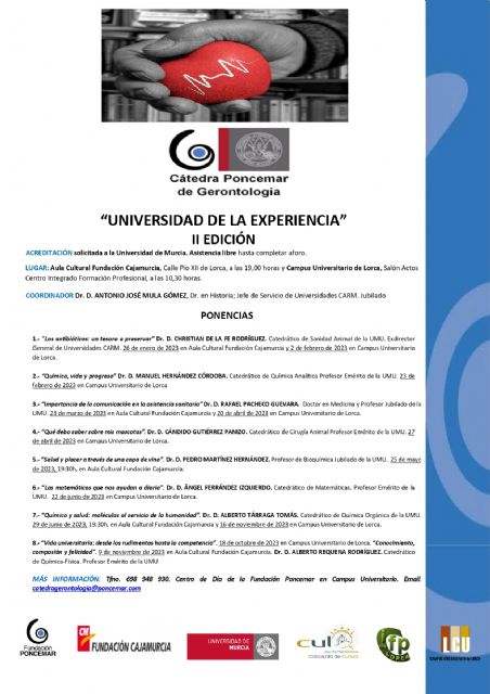 El Ayuntamiento de Lorca y la Fundación Poncemar ponen en marcha la II edición de la 'Universidad de la Experiencia' con 11 exposiciones del 26 de enero al 9 de noviembre - 1, Foto 1