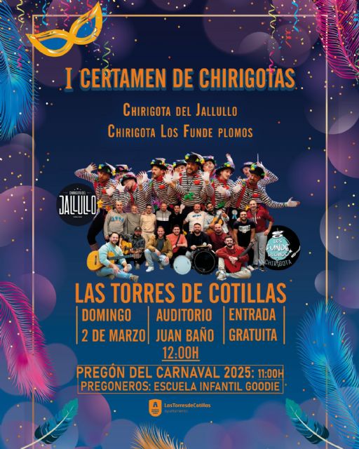 El Carnaval 2025 de Las Torres de Cotillas estrenará un certamen de chirigotas - 1, Foto 1