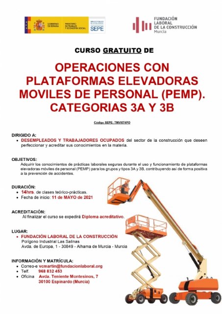Curso gratuito de operaciones con plataformas elevadores mviles de personal (MEMP), Foto 1