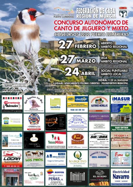 Puerto Lumbreras acogerá la Liga de ámbito regional de Canto de Jilguero y Mixto - 1, Foto 1