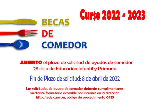 La Concejalía de Educación informa de la convocatoria de las becas de comedor para Infantil y Primaria del curso 2022-23 - 1, Foto 1