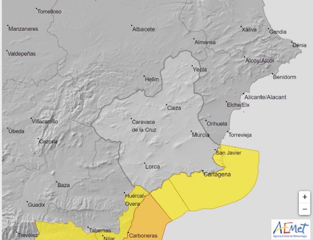 La Agencia Estatal de Meteorología actualiza la hora de finalización de avisos amarillos por fenómenos costeros en la Región de Murcia - 1, Foto 1