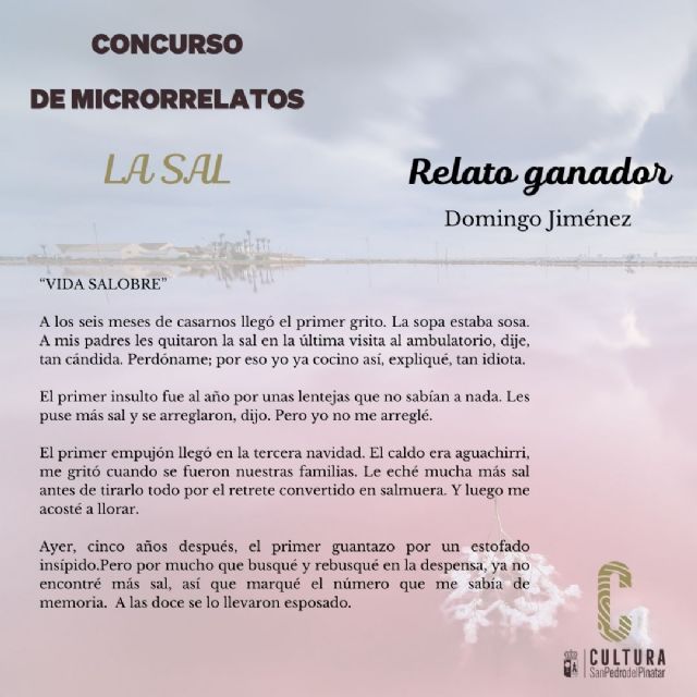 El VIII Concurso de microrrelatos La Sal otorga su primer premio a “Vida salobre” de Domingo Jiménez - 2, Foto 2