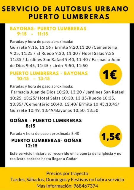 A partir de este lunes se restablecen las líneas de autobús que conectan Puerto Lumbreras con Almendricos y Lorca - 5, Foto 5