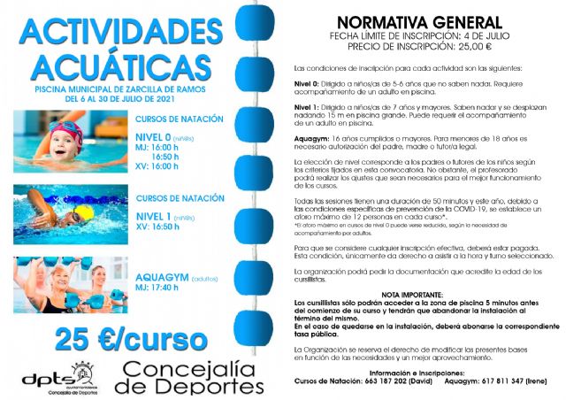 La Concejalía de Deportes pone en marcha 'En Bus a Puntas de Calnegre' y un programa de actividades acuáticas en la piscina municipal de Zarcilla de Ramos - 3, Foto 3